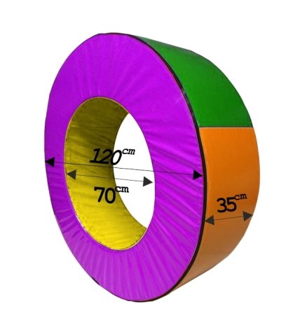 Silindir Halka Minder 120 cm Sarı Mor