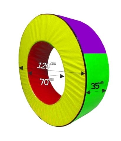 Silindir Halka Minder 120 cm Kırmızı Sarı