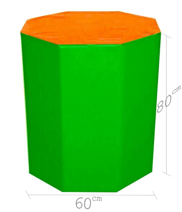 Sekizgen Minder 60x80 cm Turuncu Yeşil