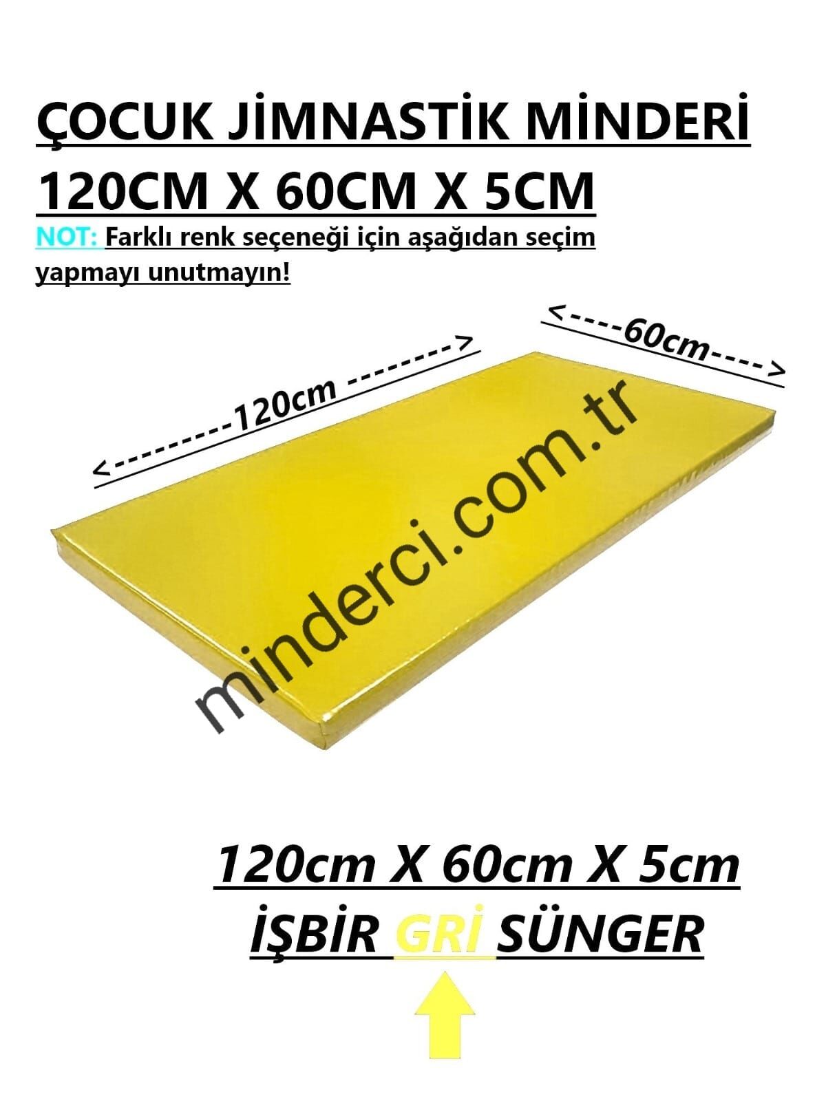 Jimnastik Minderi 60x120x5 cm Sarı