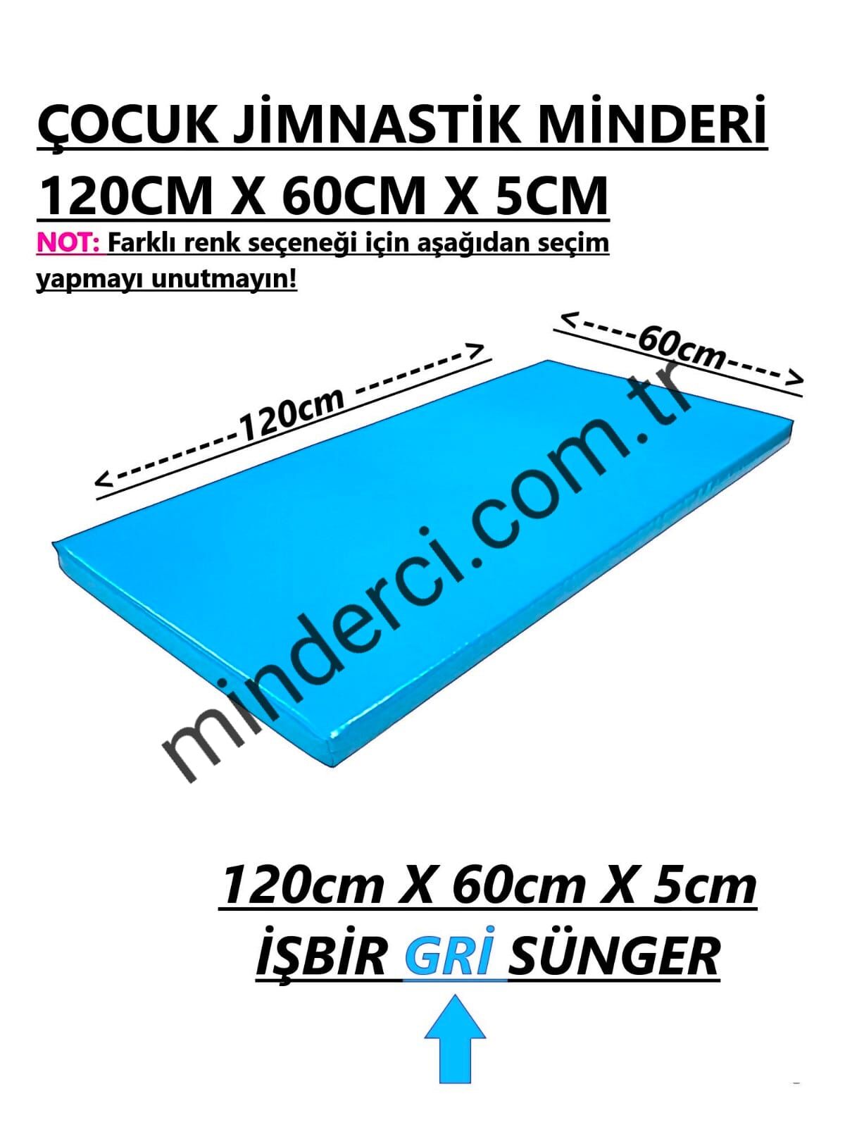 Jimnastik Minderi 60x120x5 cm Turkuaz Mavi