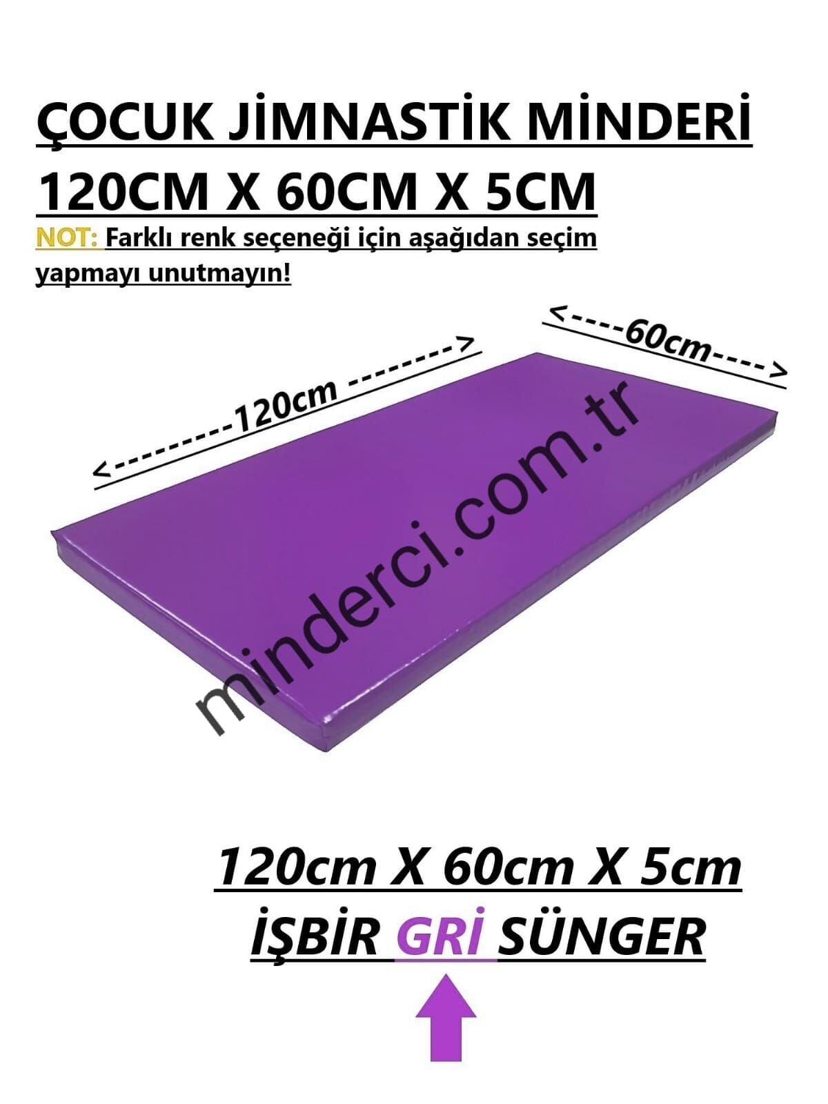Jimnastik Minderi 60x120x5 cm Mor