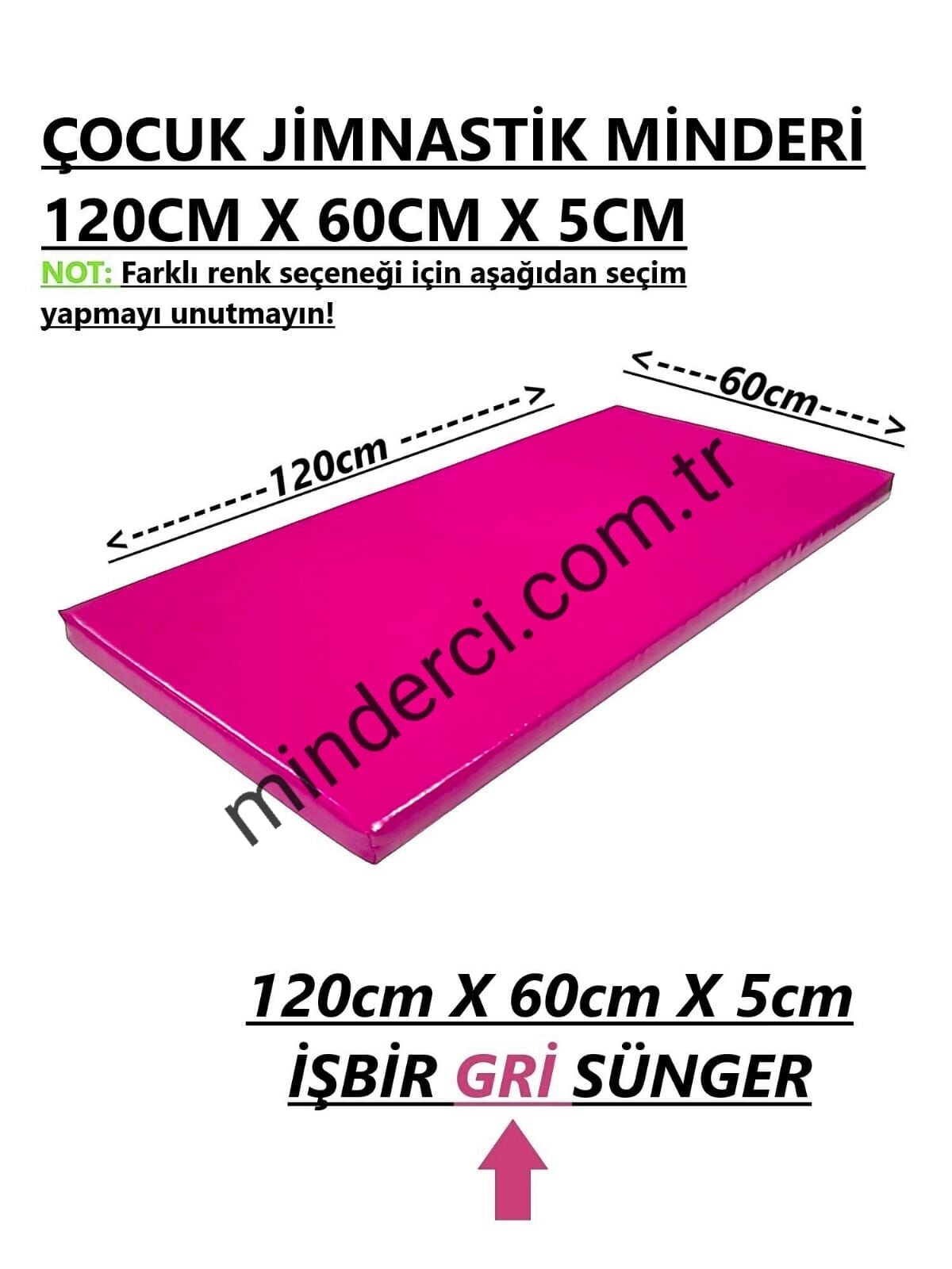 Jimnastik Minderi 60x120x5 cm Fuşya
