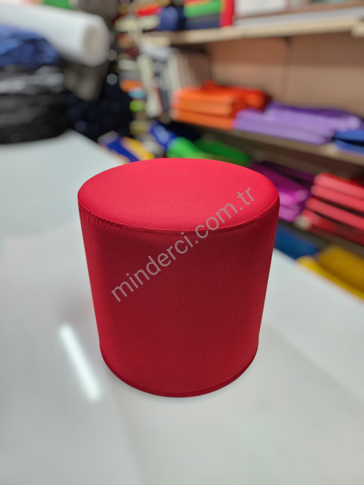 Silindir Puf Minder 40x40 cm Kırmızı