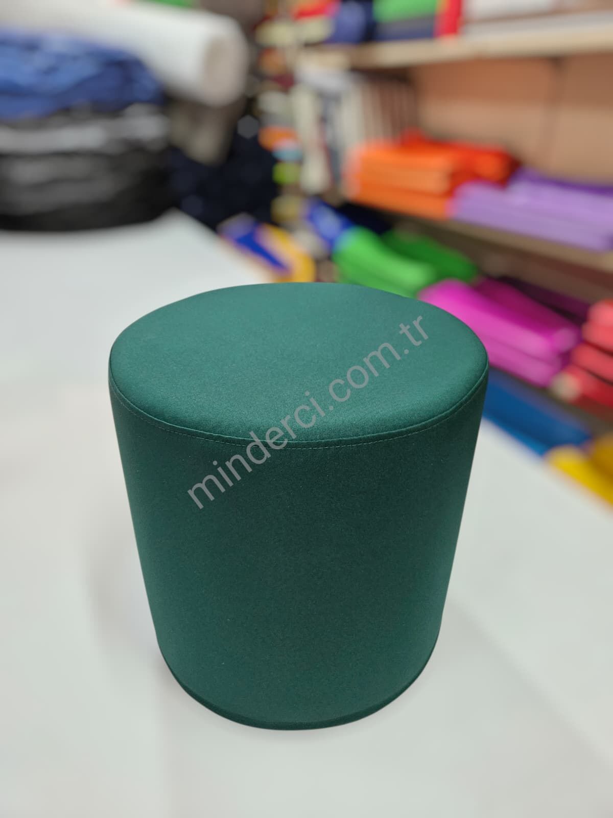 Silindir Puf Minder 40x40 cm Koyu Yeşil