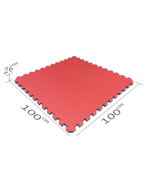 Tatami Minder 100x100 cm Kalınlık 26 mm Kırmızı Gri