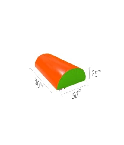 Yarım Silindir Minder 80x25x50 cm Yeşil Turuncu